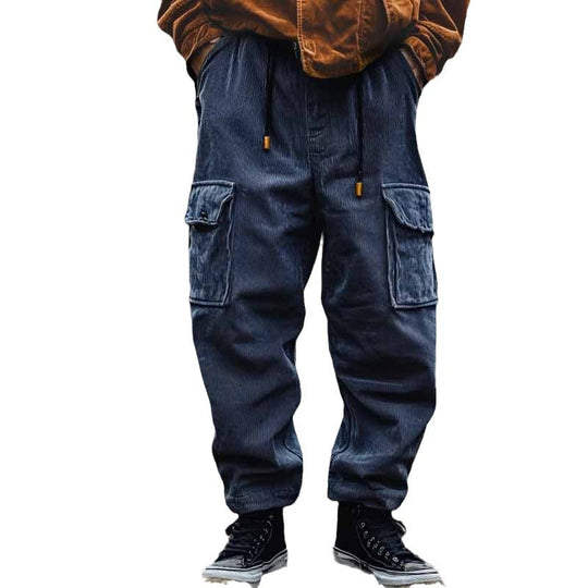 Herren Kord-Cargohose mit Tunnelzug, Bündchen und aufgesetzten Klappentaschen Shop Nory