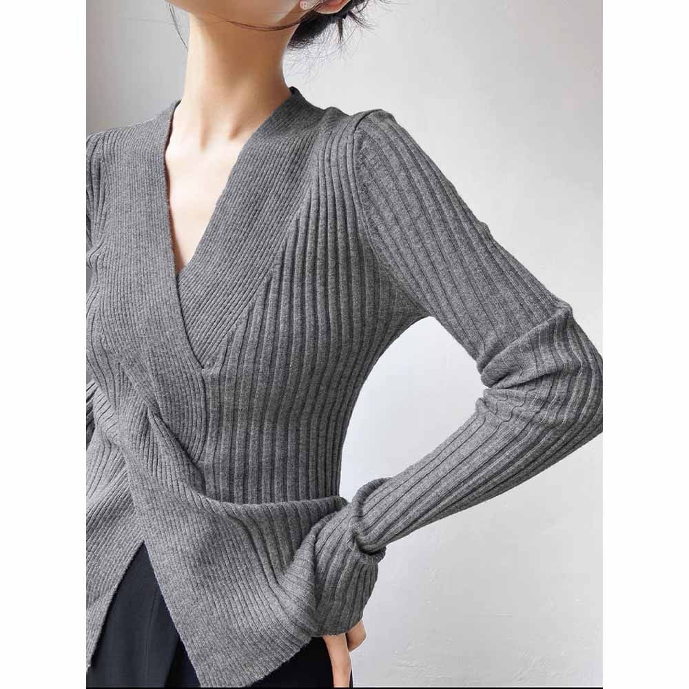 Damen Elegante Wickelstrickjacke Shop Nory