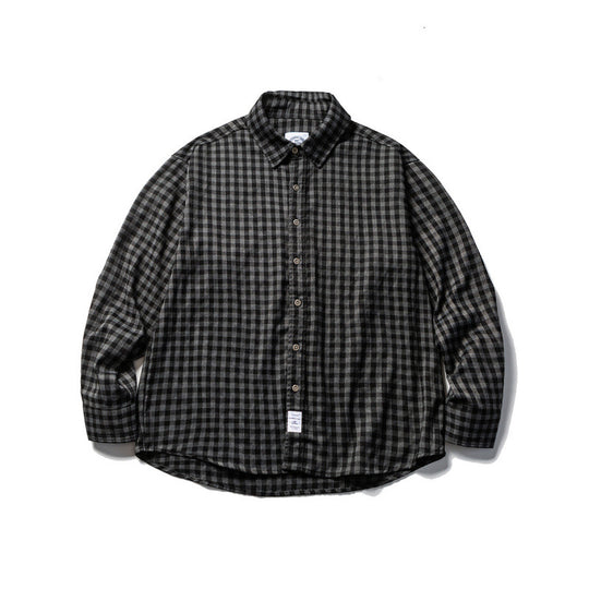 Unisex Oversize-Karo-Flanellhemd mit Hemdkragen, Button-Front und abgerundetem Saum Shop Nory