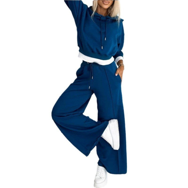 Damen nan Cropped Kapuzenpullover und weite taillenhohe Jogginghose Set Shop Nory