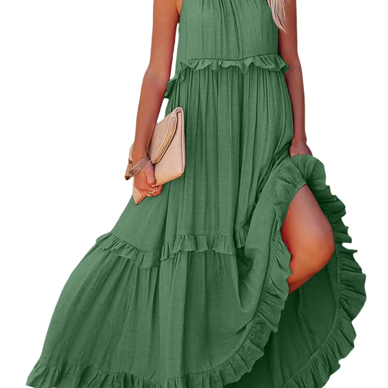 Damen Maxikleid mit Rüschendetails und luftiger Silhouette