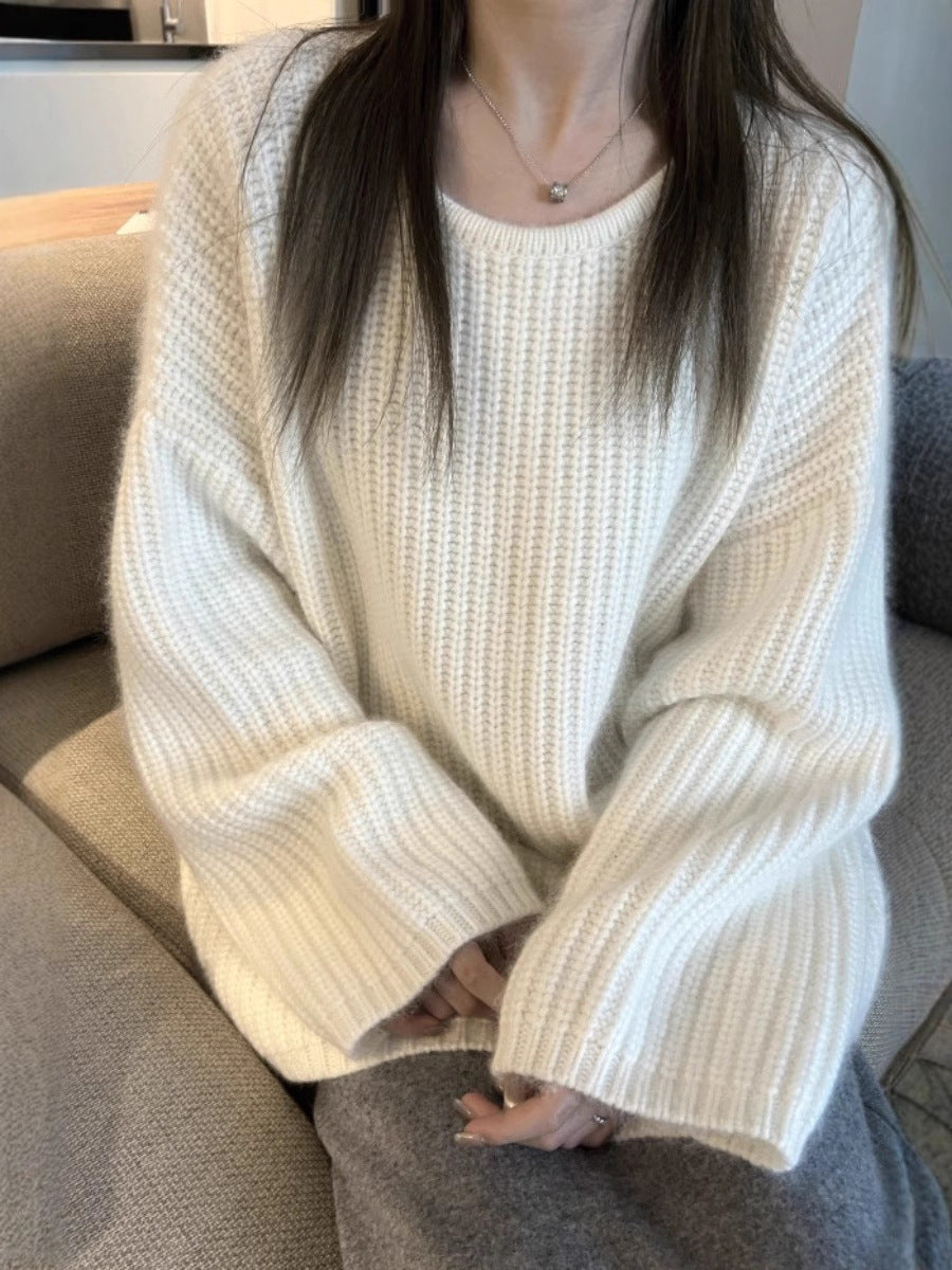 Damen Oversize Flauschpullover im Mohair‑Look mit strukturierter Rippenoptik Shop Nory