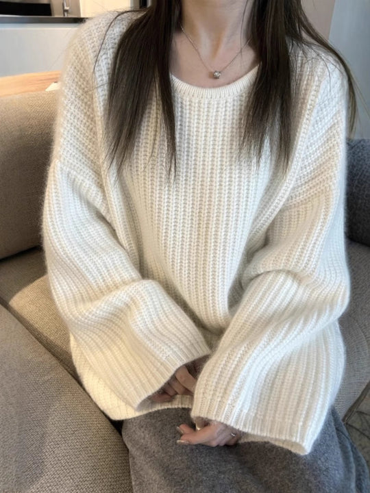 Damen Oversize Flauschpullover im Mohair‑Look mit strukturierter Rippenoptik Shop Nory