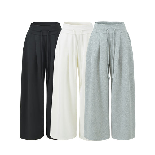 Damen Weite Culotte-Sweathose mit hohem Bund, Tunnelzug und Teilungsnähten Shop Nory