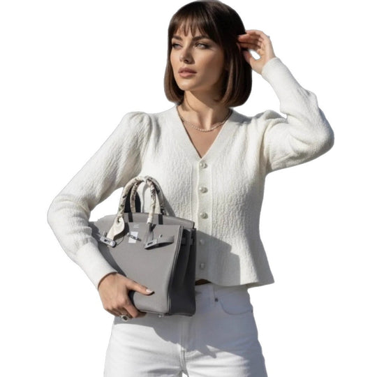 Damen Eleganter Strickcardigan mit Perlenknöpfen Shop Nory