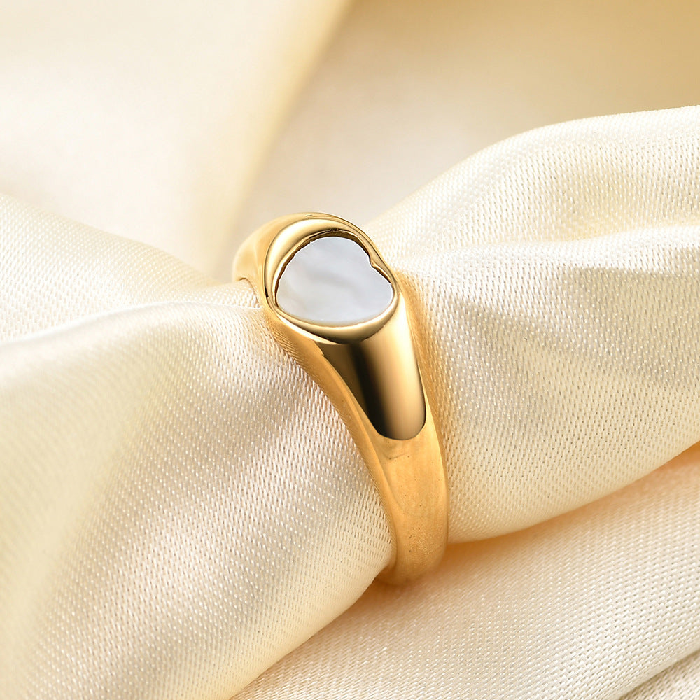 Damen modischer Ring mit herzförmigem Onyx-Einsatz Shop Nory
