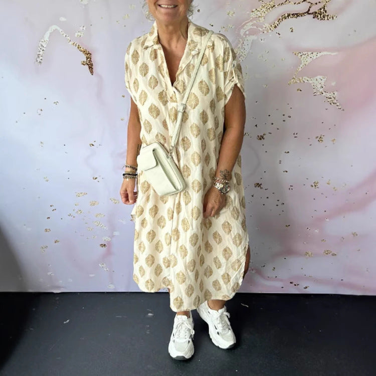 Damen Hemdblusenkleid mit einzigartigem Muster und lässigem Schnitt