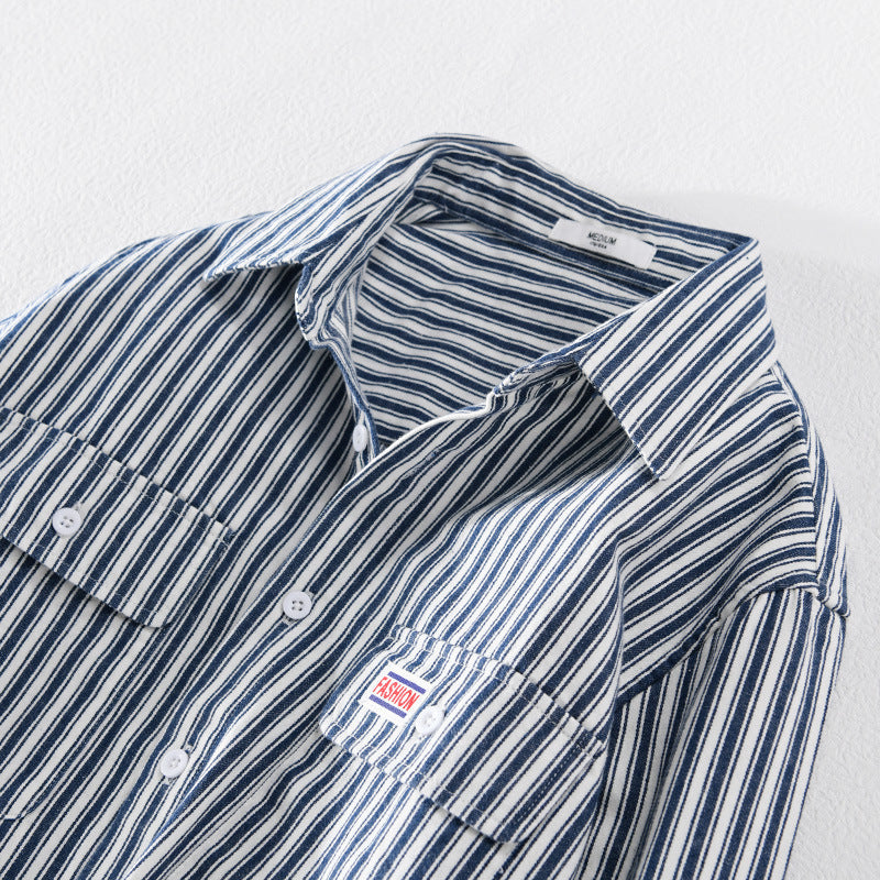Herren Maritimes Streifen-Überhemd aus Baumwoll‑Twill mit Brustklappen und Relaxed-Fit Shop Nory
