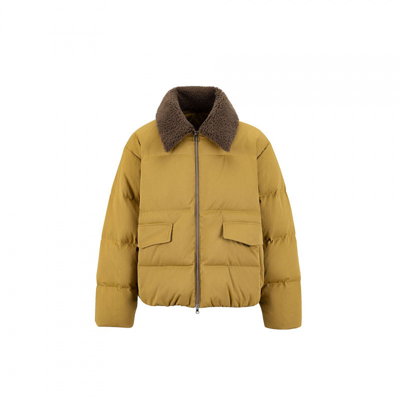 Damen Gekürzte wattierte Bomberjacke mit Teddykragen und aufgesetzten Klappentaschen Shop Nory