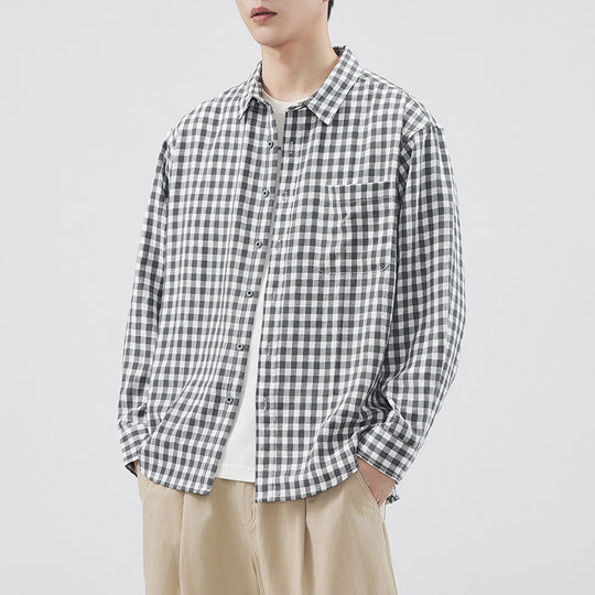 Herren Karierte Overshirt-Hemdjacke aus Baumwollmischung mit Brusttasche und lockerem Schnitt Shop Nory