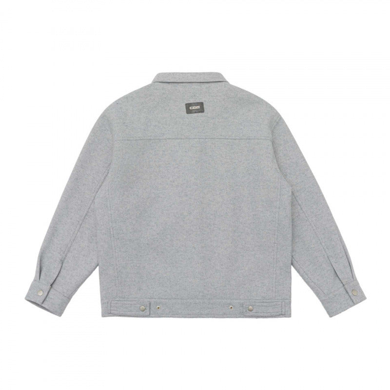 Herren Oversize Hemdjacke im Boxy-Cut aus Wollmix mit Druckknopfblende und aufgesetzten Taschen Shop Nory
