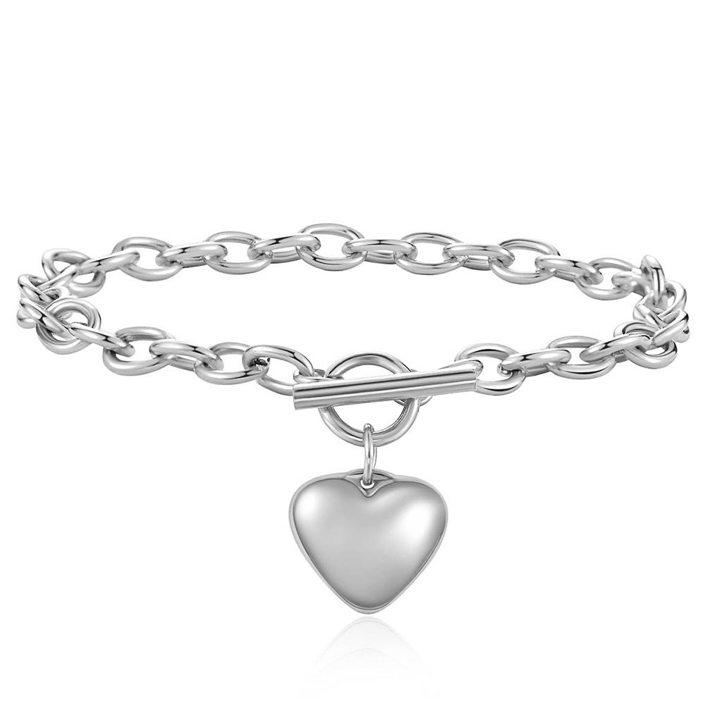Damen Armband mit herzförmigem Charm und massiven Gliederketten Shop Nory