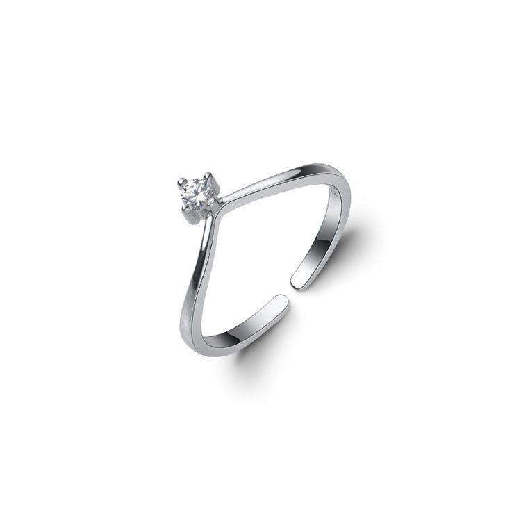Damen Zarter Solitär Ring mit funkelndem Stein Shop Nory