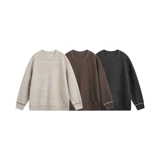 Damen Oversize-Strickpullover mit Strukturstreifen und Rundhalsausschnitt Shop Nory