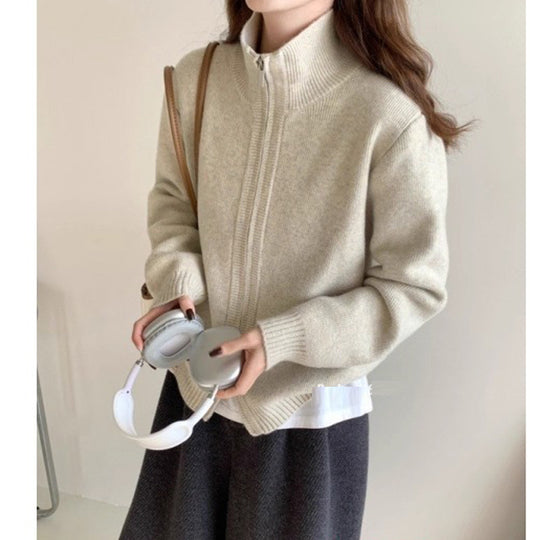 Damen Modische Strickjacke mit leichtem Reißverschluss Shop Nory
