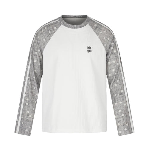 Unisex Waffelstruktur-Sweatshirt mit transparenten Kontrastärmeln, Raglan und Seitenstreifen Shop Nory