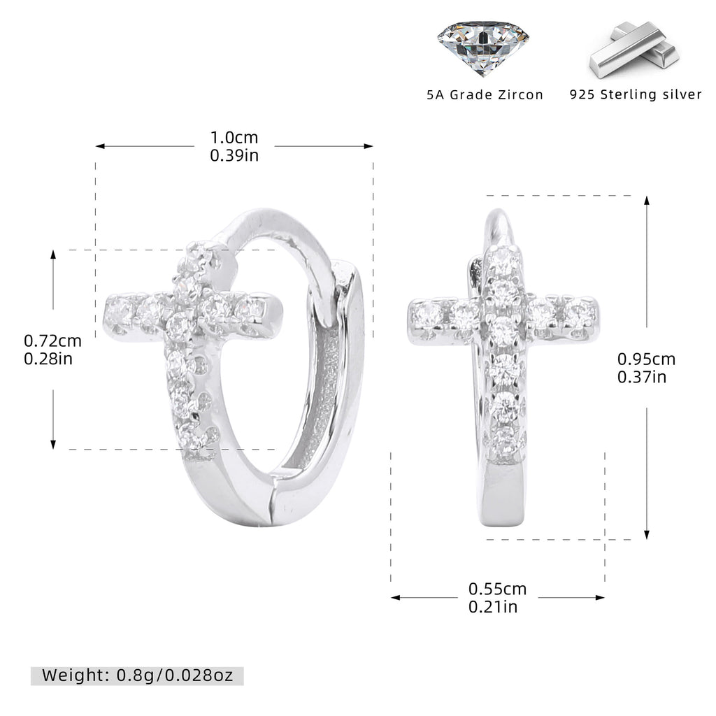 Damen Ohrringe mit funkelndem Kreuzmotiv aus hochwertigem 925 Sterling Silber Shop Nory