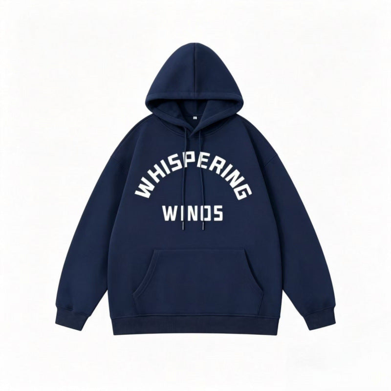 Unisex Oversize-Kapuzenpullover mit gebogenem Statement-Print und Kängurutasche Shop Nory