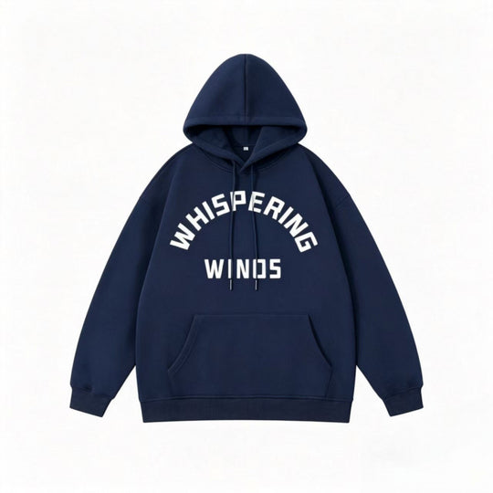 Unisex Oversize-Kapuzenpullover mit gebogenem Statement-Print und Kängurutasche Shop Nory