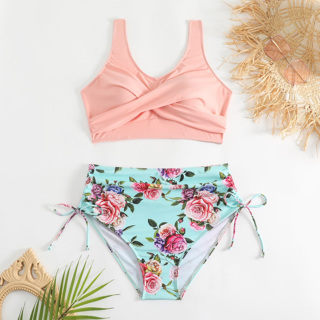 Damen Hochtailliertes Bikini-Set mit verstellbaren Trägern