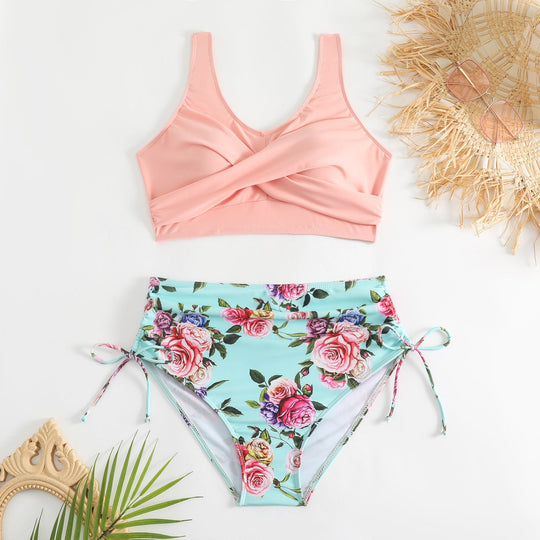 Damen Hochtailliertes Bikini-Set mit verstellbaren Trägern