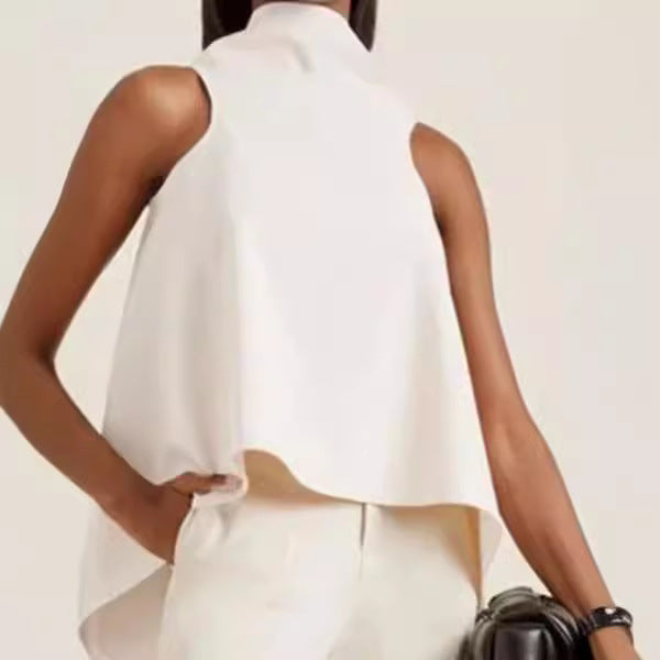 Damen ärmelloses Tunika mit asymmetrischem Schnitt und elegantem Kragen