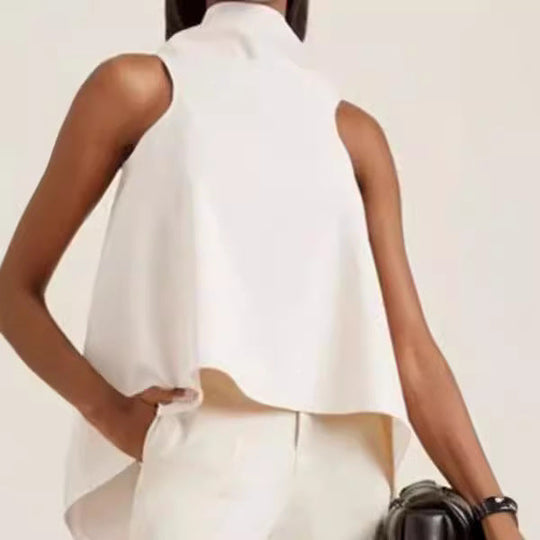 Damen ärmelloses Tunika mit asymmetrischem Schnitt und elegantem Kragen