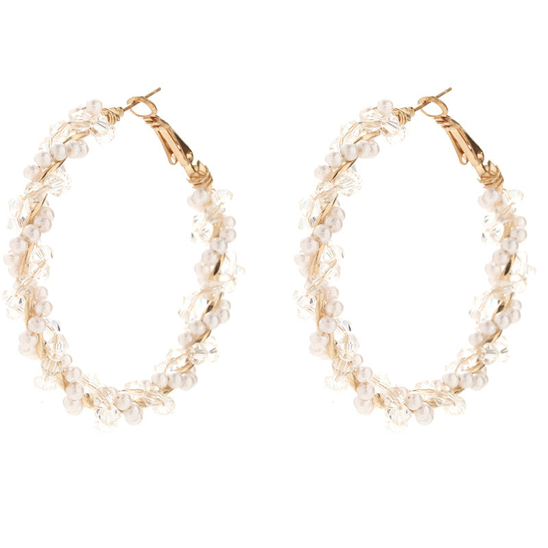Damen Creolen mit luxuriösen Perlenakzenten und elegantem, gedrehtem Design Shop Nory