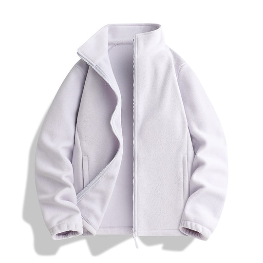 Unisex Fleecejacke mit Stehkragen, durchgehendem Reißverschluss und elastischen Bündchen Shop Nory