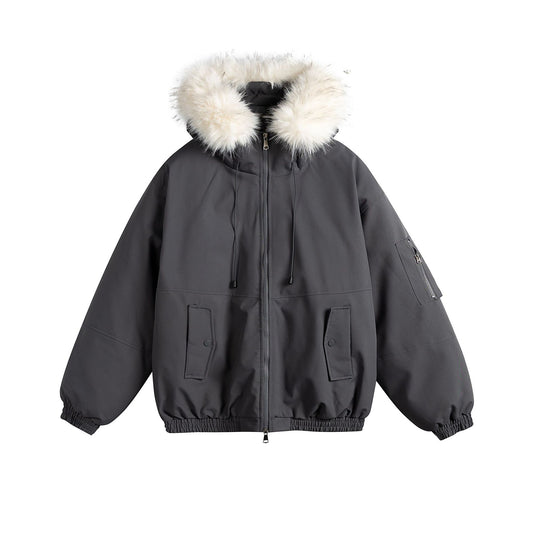 Damen Oversize-Parka im Bomberstil mit abnehmbarer Kunstfellkapuze Shop Nory