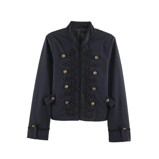 Damen Cropped Jacke im Matrosen‑Militär‑Mix mit Zierkordeln und Messingknöpfen Shop Nory