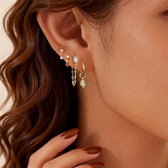 Damen Ohrhänger Set mit funkelnden Zirkonia und elegantem Design Shop Nory