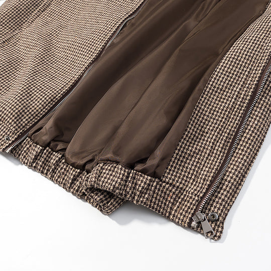 Damen Übergangsjacke im Hahnentrittmuster mit Stehkragen und elastischem Saum Shop Nory