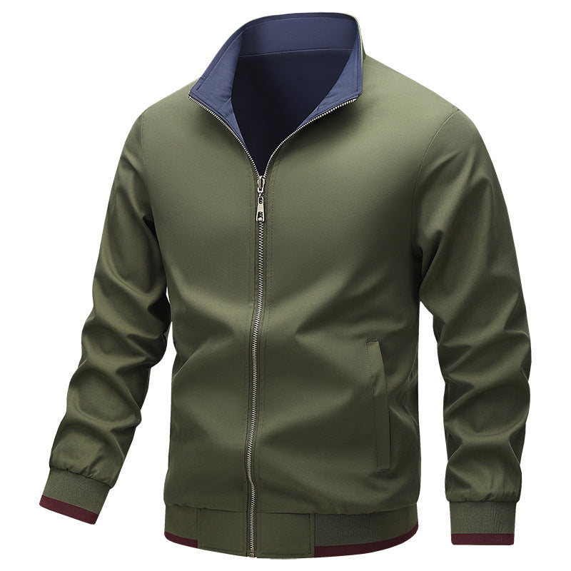 Herren Leichte Harringtonjacke mit Stehkragen, Reißverschluss und Kontrastbündchen Shop Nory