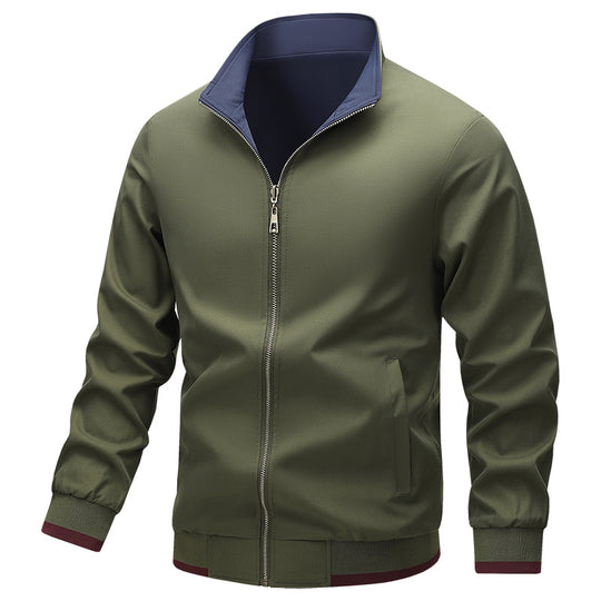 Herren Leichte Harringtonjacke mit Stehkragen, Reißverschluss und Kontrastbündchen Shop Nory