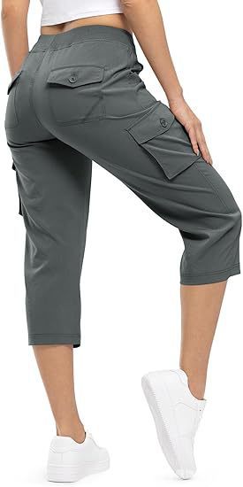 Damen Capri Cargo-Hosen in Bermuda-Länge mit hoher Taille und aufgesetzten Klappentaschen Shop Nory