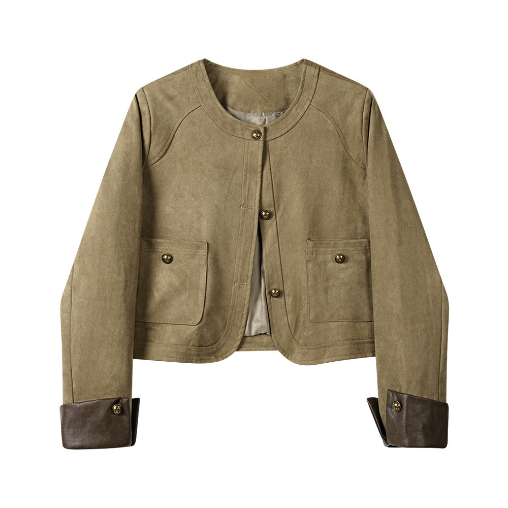 Damen Modische Wildlederjacke mit Taschen Shop Nory