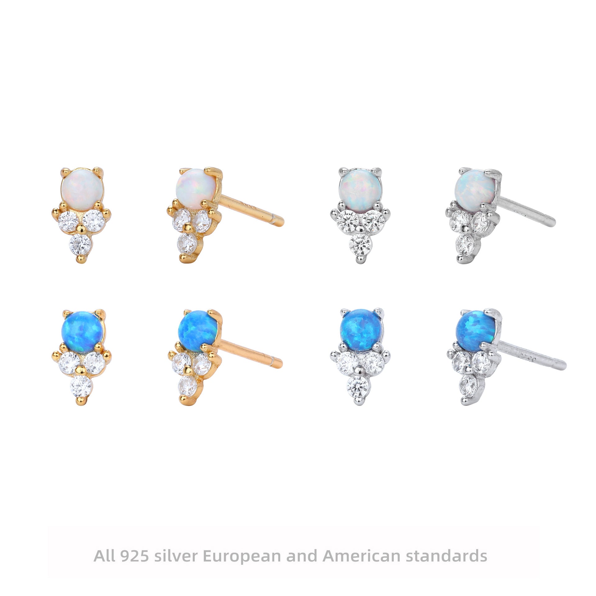 Damen Ohrstecker aus 925 Sterling Silber mit funkelndem Zirkon und edlem Opal Shop Nory