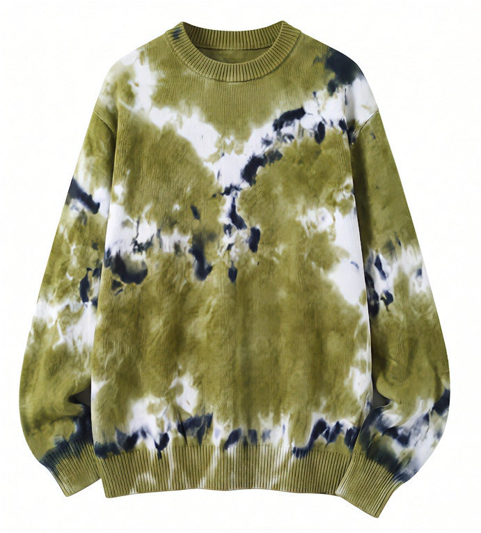 Herren Oversized Batik-Pullover mit Rundhalsausschnitt und Rippbündchen Shop Nory
