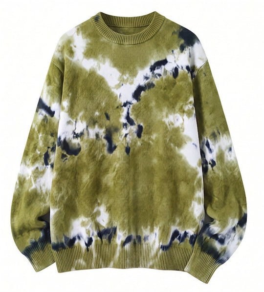 Herren Oversized Batik-Pullover mit Rundhalsausschnitt und Rippbündchen Shop Nory