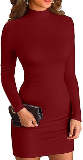 Damen Figurbetontes Rollkragen‑Minikleid aus Stretch‑Jersey mit Langarm Shop Nory