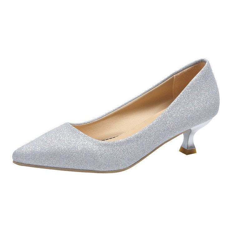 Damen schimmernde Pumps mit elegantem Blockabsatz