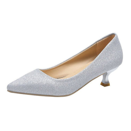 Damen schimmernde Pumps mit elegantem Blockabsatz