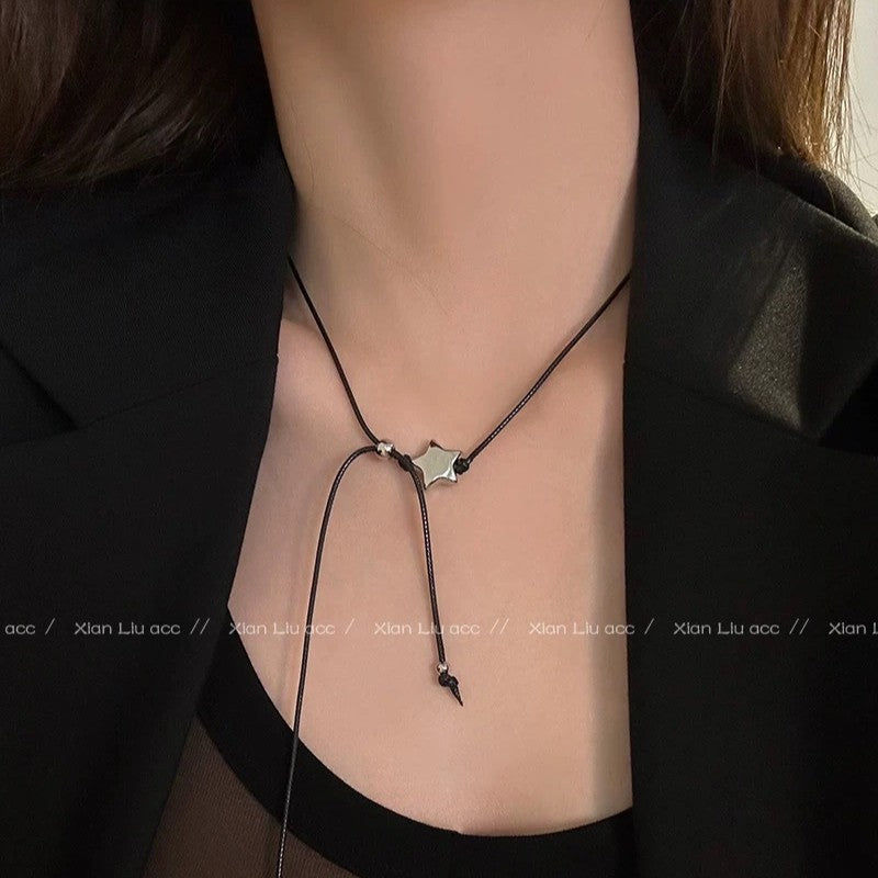 Damen Halskette mit einzigartigem Sternenanhänger und verstellbarem Kordelverschluss Shop Nory