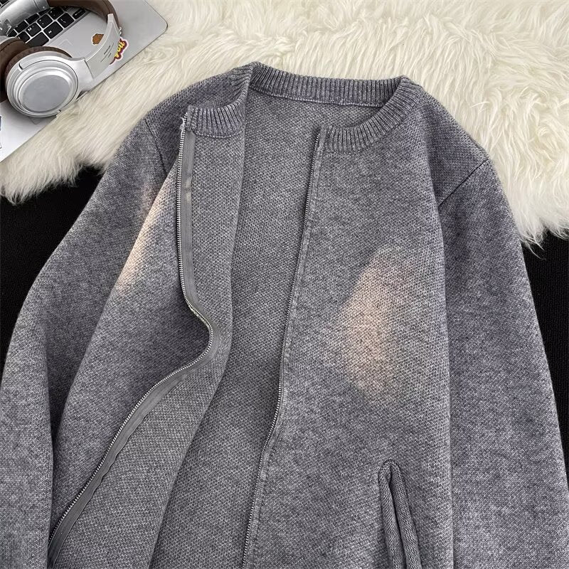 Damen Kurz geschnittene Feinstrick-Cardigan mit durchgehendem Reißverschluss und Eingrifftaschen Shop Nory