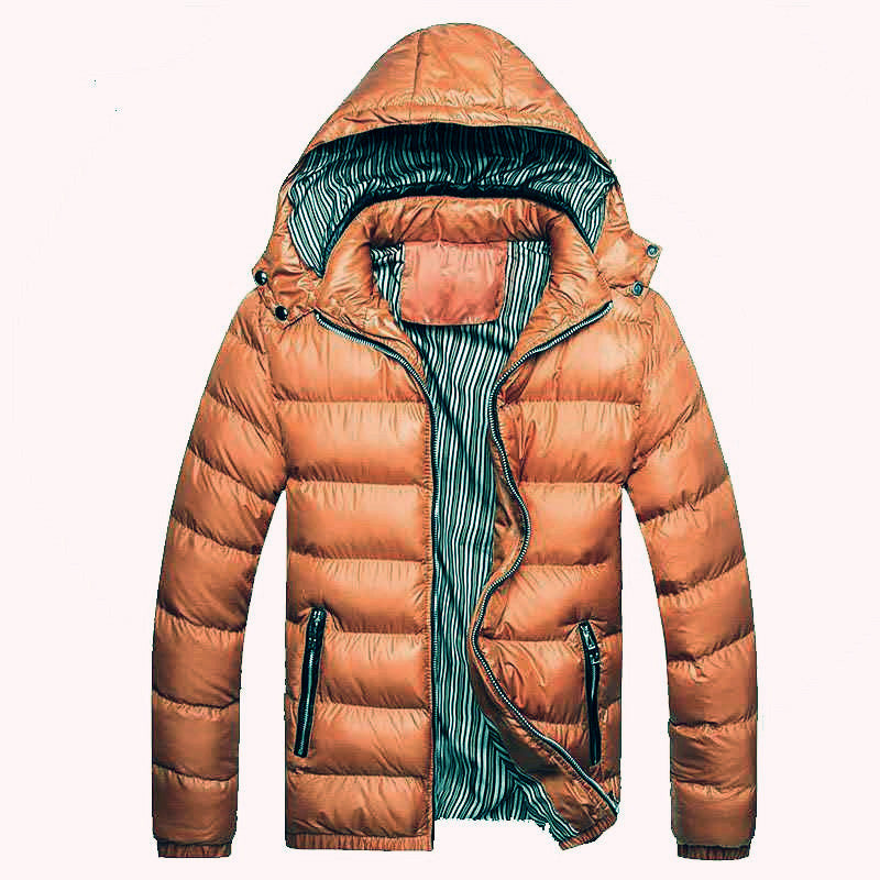 Herren Glänzende gesteppte Kapuzenjacke mit Thermo-Polsterung und gestreiftem Innenfutter Shop Nory