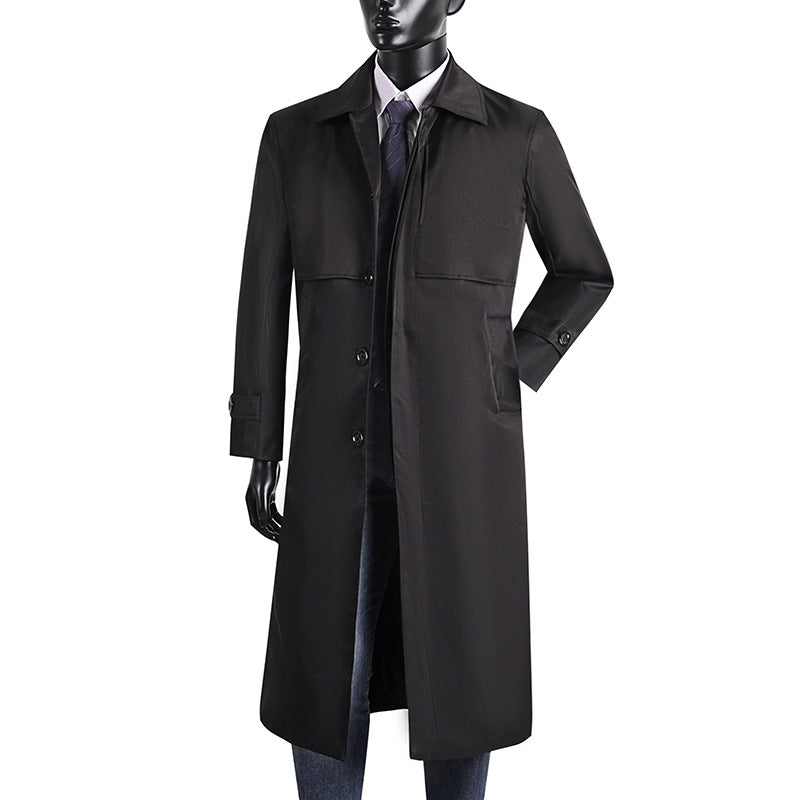 Herren langer Trenchcoat mit verdeckter Knopfleiste und wasserabweisender Ausstattung Shop Nory