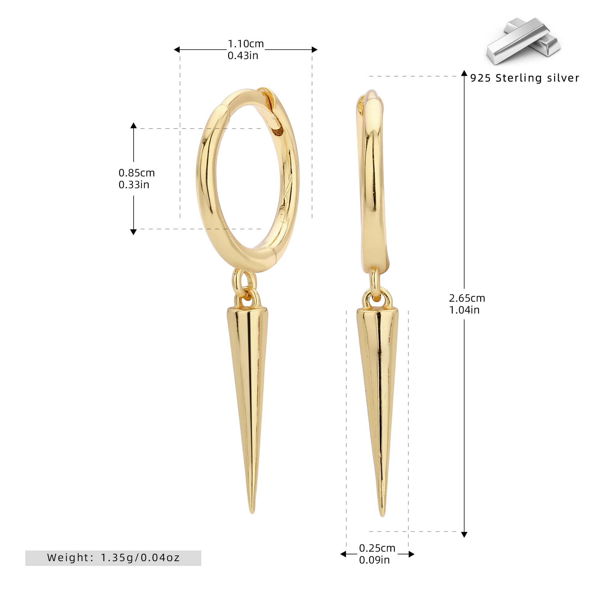 Damen Ohrringe mit elegantem und modernem Anhänger aus 925 Sterling Silber Shop Nory