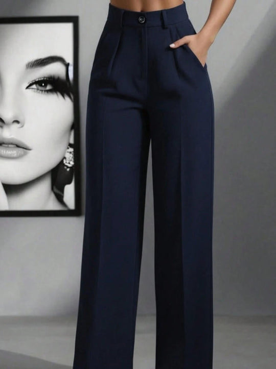 Damen elegante weite Bundfaltenhose
