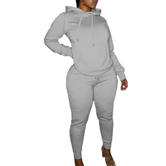 Damen nan tailliertes Hoodie- und Jogginghose-Set mit Kängurutasche, hohem Komfortbund und gerippten Knöchelbündchen Shop Nory
